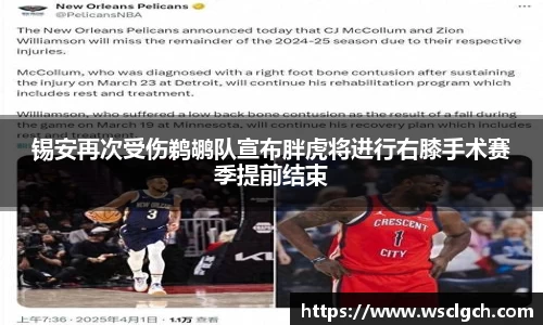 锡安再次受伤鹈鹕队宣布胖虎将进行右膝手术赛季提前结束