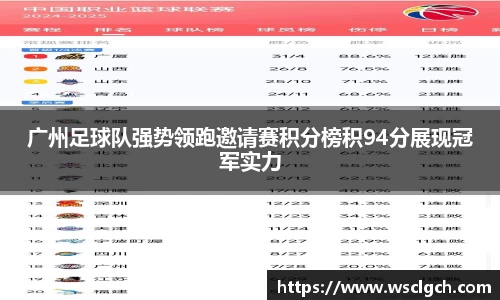 广州足球队强势领跑邀请赛积分榜积94分展现冠军实力